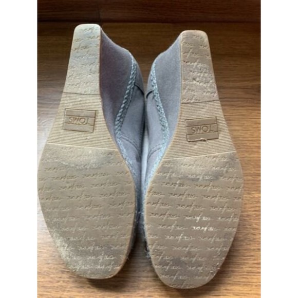 TOMS CORBEL Canvas Peep Toe Wedge TAUPE Women 8 - Picture 4 of 5